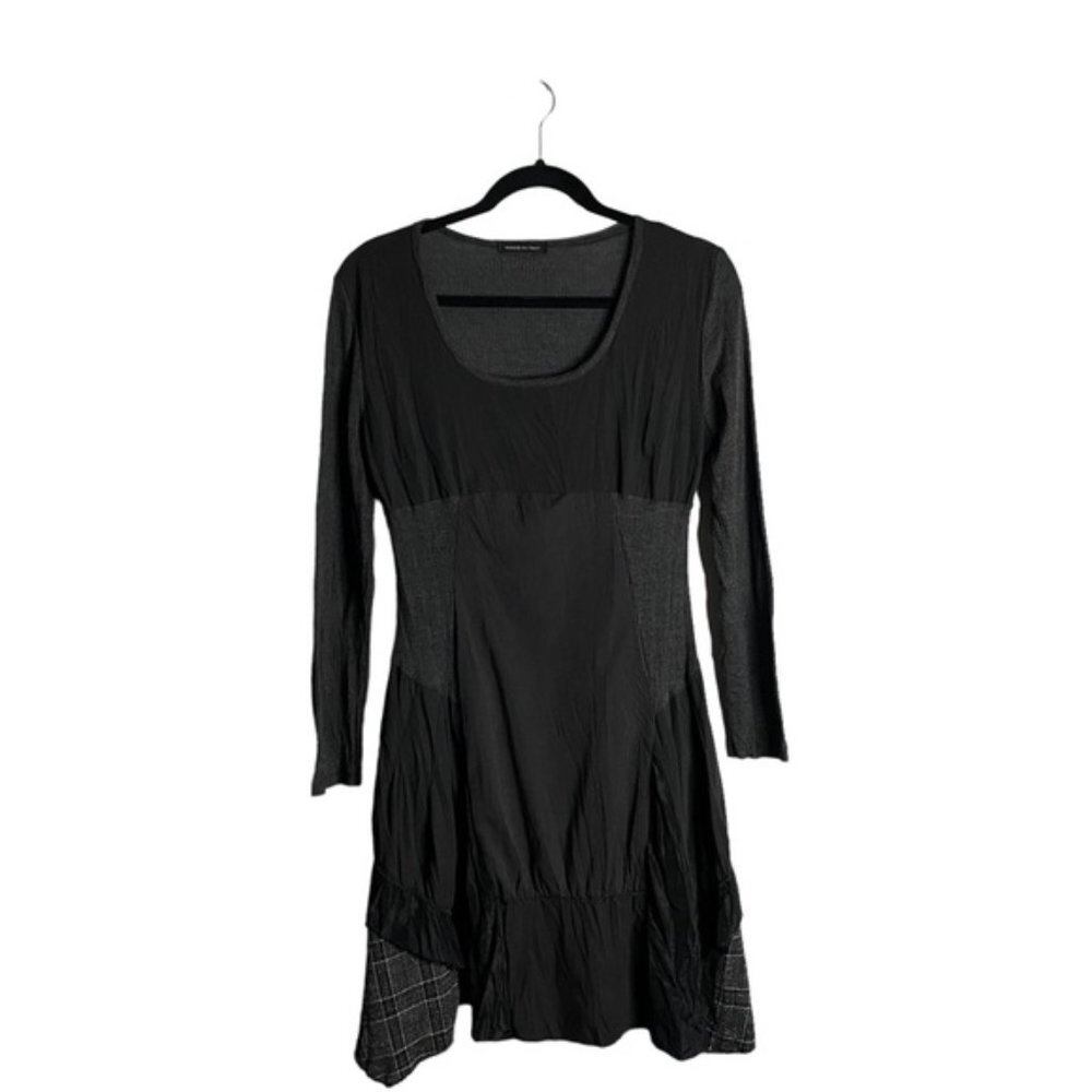 Women's Made in Italy Black Lagenlook Ruffle Knit Mini Dress